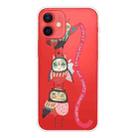 For iPhone 12 mini Trendy Cute Christmas Patterned Case Clear TPU Cover Phone Cases (Red Belt Bird) - 1