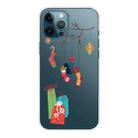 For iPhone 12 / 12 Pro Trendy Cute Christmas Patterned Case Clear TPU Cover Phone Cases(Black Tree Gift) - 1