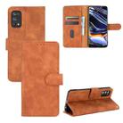 For OPPO Realme 7 Pro Solid Color Skin Feel Magnetic Buckle Horizontal Flip Calf Texture PU Leather Case with Holder & Card Slots & Wallet(Brown) - 1