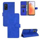 For Xiaomi Mi 10T Solid Color Skin Feel Magnetic Buckle Horizontal Flip Calf Texture PU Leather Case with Holder & Card Slots & Wallet(Blue) - 1