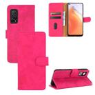 For Xiaomi Mi 10T Solid Color Skin Feel Magnetic Buckle Horizontal Flip Calf Texture PU Leather Case with Holder & Card Slots & Wallet(Rose Red) - 1