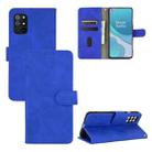 For OnePlus 8T Solid Color Skin Feel Magnetic Buckle Horizontal Flip Calf Texture PU Leather Case with Holder & Card Slots & Wallet(Blue) - 1
