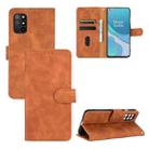 For OnePlus 8T Solid Color Skin Feel Magnetic Buckle Horizontal Flip Calf Texture PU Leather Case with Holder & Card Slots & Wallet(Brown) - 1