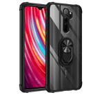 For Xiaomi Redmi Note 8 Pro Shockproof Transparent TPU + Acrylic Protective Case with Ring Holder(Black) - 1