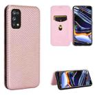 For OPPO Realme 7 Pro Carbon Fiber Texture Horizontal Flip TPU + PC + PU Leather Case with Card Slot(Pink) - 1