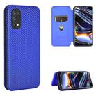 For OPPO Realme 7 Pro Carbon Fiber Texture Horizontal Flip TPU + PC + PU Leather Case with Card Slot(Blue) - 1
