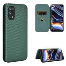 For OPPO Realme 7 Pro Carbon Fiber Texture Horizontal Flip TPU + PC + PU Leather Case with Card Slot(Green) - 1