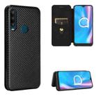 For Alcatel 1SE 2020 Carbon Fiber Texture Horizontal Flip TPU + PC + PU Leather Case with Card Slot(Black) - 1