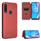For Alcatel 1SE 2020 Carbon Fiber Texture Horizontal Flip TPU + PC + PU Leather Case with Card Slot(Brown) - 1