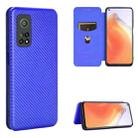 For Xiaomi Mi 10T Carbon Fiber Texture Horizontal Flip TPU + PC + PU Leather Case with Card Slot(Blue) - 1