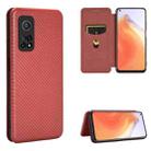 For Xiaomi Mi 10T Carbon Fiber Texture Horizontal Flip TPU + PC + PU Leather Case with Card Slot(Brown) - 1