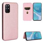 For OnePlus 8T Carbon Fiber Texture Horizontal Flip TPU + PC + PU Leather Case with Card Slot(Pink) - 1