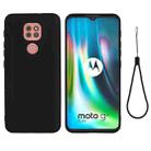 For Motorola Moto G9 Play Pure Color Liquid Silicone Shockproof Full Coverage Case(Black) - 1