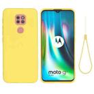 For Motorola Moto G9 Play Pure Color Liquid Silicone Shockproof Full Coverage Case(Yellow) - 1