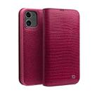 For iPhone 12 mini QIALINO Crocodile Texture Horizontal Flip Leather Case with Card Slots & Wallet (Rose Red) - 1