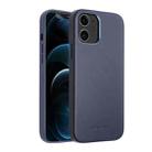 For iPhone 12 mini QIALINO Shockproof Cowhide Leather Protective Case (Blue) - 1