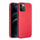 For iPhone 12 Pro Max QIALINO Shockproof Cowhide Leather Protective Case(Red) - 1