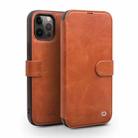 QIALINO Business Magnetic Horizontal Flip Leather Case with Card Slots & Wallet For iPhone 12 Pro Max(Light Brown) - 1