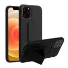 For iPhone 12 mini Shockproof PC + TPU Protective Case with Wristband & Holder (Black) - 1