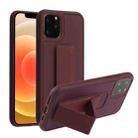 For iPhone 12 mini Shockproof PC + TPU Protective Case with Wristband & Holder (Coffee) - 1