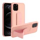 For iPhone 12 / 12 Pro Shockproof PC + TPU Protective Case with Wristband & Holder(Pink) - 1