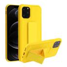For iPhone 12 / 12 Pro Shockproof PC + TPU Protective Case with Wristband & Holder(Yellow) - 1