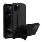 For iPhone 12 / 12 Pro Shockproof PC + TPU Protective Case with Wristband & Holder(Black) - 1