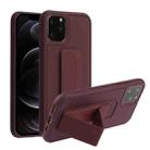 For iPhone 12 / 12 Pro Shockproof PC + TPU Protective Case with Wristband & Holder(Coffee) - 1