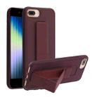 For iPhone SE 2022 / SE 2020 / 8 / 7 Shockproof PC + TPU Protective Case with Wristband & Holder(Coffee) - 1