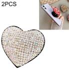 2 PCS Universal Love Flash Diamond Phone Folding Stand Ring Holder(White) - 1