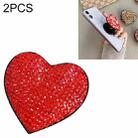 2 PCS Universal Love Flash Diamond Phone Folding Stand Ring Holder(Red) - 1