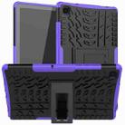 For Samsung Galaxy Tab A7 (2020) T500/T505 Tire Texture TPU+PC Shockproof Case with Holder(Purple) - 1
