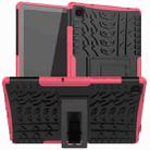For Samsung Galaxy Tab A7 (2020) T500/T505 Tire Texture TPU+PC Shockproof Case with Holder(Pink) - 1