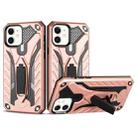 Shockproof TPU + PC Protective Case with Holder For iPhone 12 mini(Rose Gold) - 1