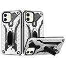 For iPhone 12 mini Shockproof TPU + PC Protective Case with Holder (Silver) - 1