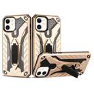 Shockproof TPU + PC Protective Case with Holder For iPhone 12 mini(Gold) - 1