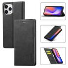 For iPhone 12 / 12 Pro LC.IMEEKE Strong Magnetism Ultra-thin Horizontal Flip Shockproof Matte TPU + PU Leather Case with Holder & Card Slots & Wallet(Black) - 1
