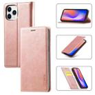 For iPhone 12 / 12 Pro LC.IMEEKE Strong Magnetism Ultra-thin Horizontal Flip Shockproof Matte TPU + PU Leather Case with Holder & Card Slots & Wallet(Rose Gold) - 1