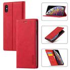 For iPhone X / XS LC.IMEEKE Strong Magnetism Ultra-thin Horizontal Flip Shockproof Matte TPU + PU Leather Case with Holder & Card Slots & Wallet(Red) - 1