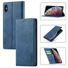 For iPhone X / XS LC.IMEEKE Strong Magnetism Ultra-thin Horizontal Flip Shockproof Matte TPU + PU Leather Case with Holder & Card Slots & Wallet(Blue) - 1