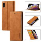 For iPhone X / XS LC.IMEEKE Strong Magnetism Ultra-thin Horizontal Flip Shockproof Matte TPU + PU Leather Case with Holder & Card Slots & Wallet(Brown) - 1