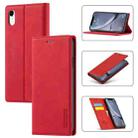 For iPhone XR LC.IMEEKE Strong Magnetism Ultra-thin Horizontal Flip Shockproof Matte TPU + PU Leather Case with Holder & Card Slots & Wallet(Red) - 1