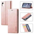 For iPhone XR LC.IMEEKE Strong Magnetism Ultra-thin Horizontal Flip Shockproof Matte TPU + PU Leather Case with Holder & Card Slots & Wallet(Rose Gold) - 1