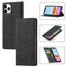 For iPhone 11 Pro Max LC.IMEEKE Strong Magnetism Ultra-thin Horizontal Flip Shockproof Matte TPU + PU Leather Case with Holder & Card Slots & Wallet (Black) - 1