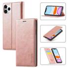 For iPhone 11 Pro Max LC.IMEEKE Strong Magnetism Ultra-thin Horizontal Flip Shockproof Matte TPU + PU Leather Case with Holder & Card Slots & Wallet (Rose Gold) - 1
