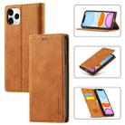 For iPhone 11 Pro Max LC.IMEEKE Strong Magnetism Ultra-thin Horizontal Flip Shockproof Matte TPU + PU Leather Case with Holder & Card Slots & Wallet (Brown) - 1