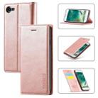 For iPhone SE 2022 / SE 2020 / 8 / 7 LC.IMEEKE Strong Magnetism Ultra-thin Horizontal Flip Shockproof Matte TPU + PU Leather Case with Holder & Card Slots & Wallet(Rose Gold) - 1