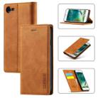 For iPhone SE 2022 / SE 2020 / 8 / 7 LC.IMEEKE Strong Magnetism Ultra-thin Horizontal Flip Shockproof Matte TPU + PU Leather Case with Holder & Card Slots & Wallet(Brown) - 1