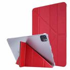 Silk Texture Horizontal Deformation Flip Leather Case with Three-folding Holder For iPad Air 2022 / 2020 10.9(Red) - 1