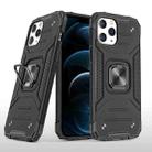 For iPhone 12 Pro Max Magnetic Armor Shockproof TPU + PC Case with Metal Ring Holder(Black) - 1